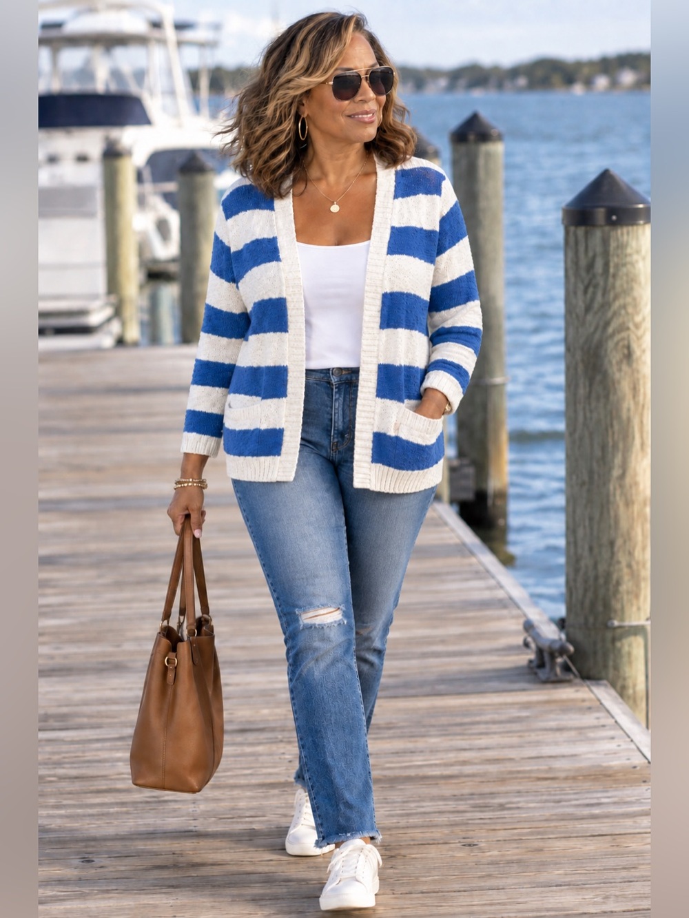 Belle by Kim Gravel Women's Cape Cod Coastal Slub Cardigan -Large Petite NWOT